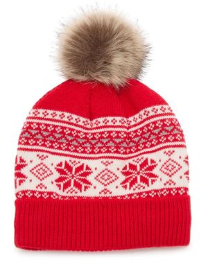 FireSide Nordic Pom Beanie - Red