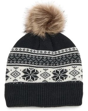 FireSide Nordic Pom Beanie - Black