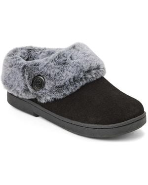 Clarks Suede Clog Slipper - Black