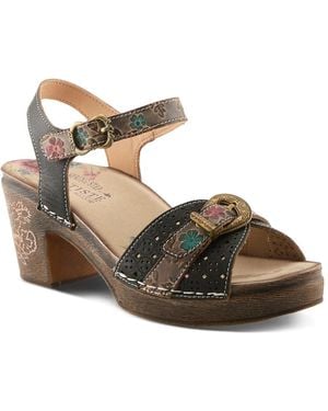 L'ARTISTE Upper Buck Platform Sandal - Black