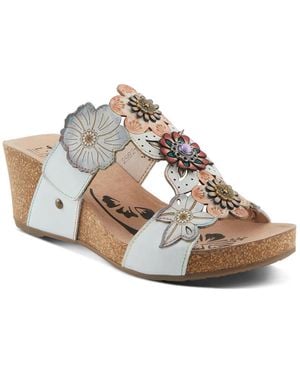 L'ARTISTE Pretty Petals Wedge Sandal - White