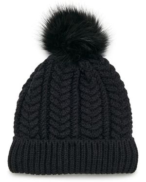 FireSide Chunky Knit Pom Beanie - Black