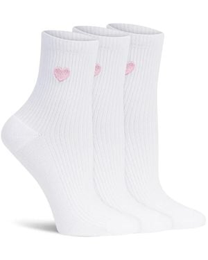Lemon Power Lover Quarter Socks 3 Pack - White