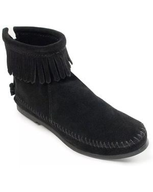 Minnetonka Back Zip Hardsole Bootie - Black