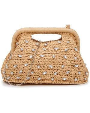 Kelly & Katie Rhinestone Straw Clutch - Metallic