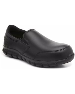 Reebok Sublite Cushion Steel Toe Slipon Work Shoe - Black