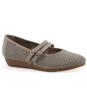 White Mountain Rivian Mary Jane Wedge Slipon - Gray