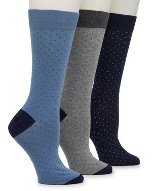 Vince Camuto Pin Dot Crew Socks 3 Pack - Blue