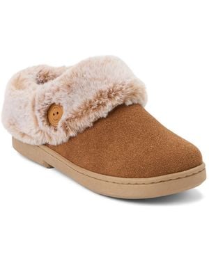 Clarks Suede Clog Slipper - Brown