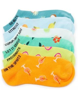 Mix No 6 Tropical Spritz No Show Socks 6 Pack - Yellow