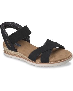 Skechers Hands Free Slipins Bobs Desert Kiss Golden Lily Wedge Sandal - Black