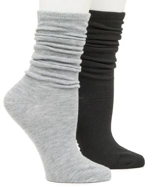 Steve Madden Solid Slouch Crew Socks 2 Pack - Black