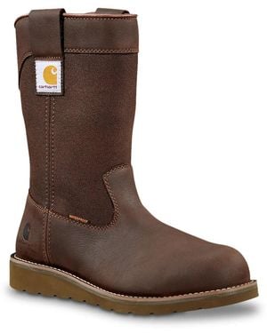 Carhartt Wellington 10" Waterproof Steel Toe Wedge Work Boot - Brown