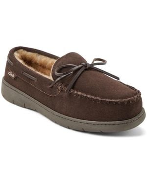 Clarks Suede Lace Slipper - Brown