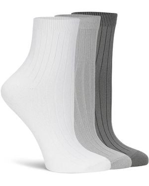Lemon Powder Rib Ankle Socks 3 Pack - Black