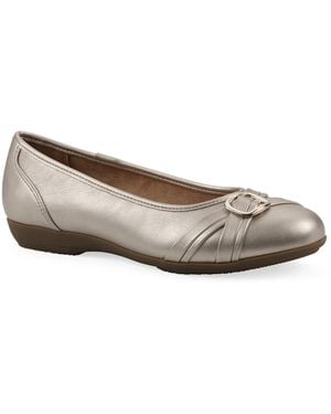 White Mountain Wide Width Calming Ballet Flat - Metallic