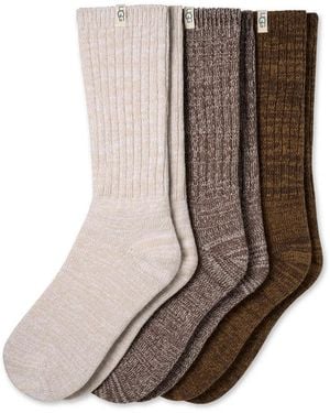 UGG Rib Knit Slouch Crew Socks 3 Pack - Black