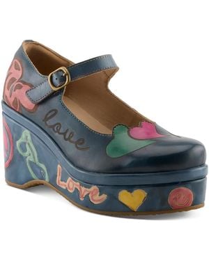 L'ARTISTE Peace N Luv Wedge Mary Jane Pump - Blue