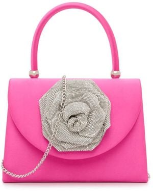 Kelly & Katie 3D Flower Satin Satchel - Pink