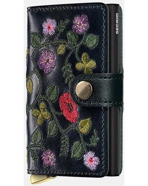 Secrid Premium Miniwallet Stitch Pasjeshouder Floral Black - Zwart