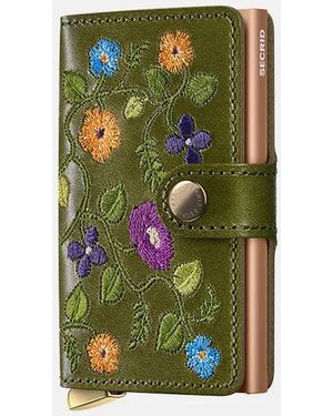 Secrid Premium Miniwallet Stitch Pasjeshouder Floral Olive - Groen