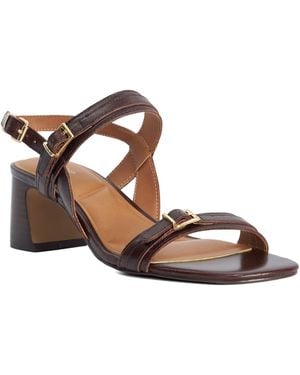 Dune Jiving Mid Height Block Heel Sandals - Brown