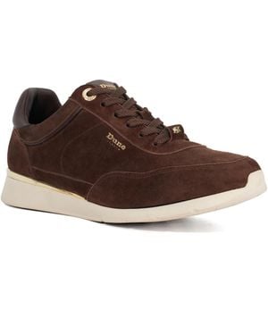 Dune Entitle Leather Lace Up Runner Trainers - Brown