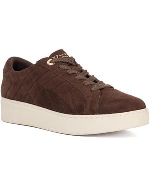 Dune Egent Quilted Platform Sole Lace-Up Trainers - Brown