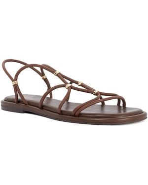 Dune Leola Flat Leather Strappy Sandals - Brown