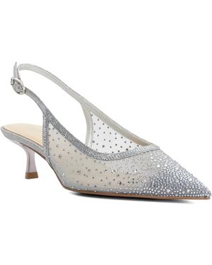 Dune Cirelle Embellished Slingback Court Shoes - White