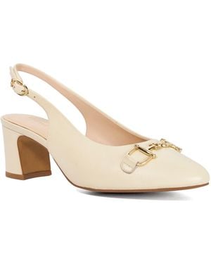 Dune Diplomatic T Sling-Back Snaffle Trim Court Shoes - Natural