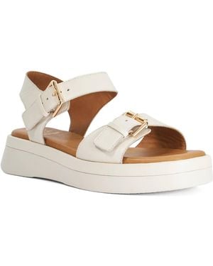 Dune Wf Licia Flat Leather Flatform Sandals - Brown