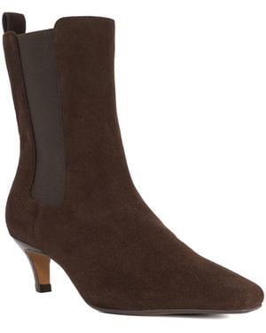 Dune Wf Odele Wide Fit Chisel Toe Kitten Heel Chelsea Ankle Boo - Brown