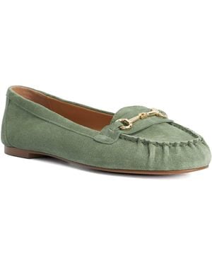 Dune Guno Leather Ruched Toe Loafers - Green