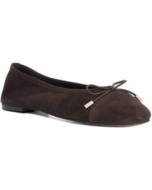 Dune Haliah Patent Toe Cap Ballet Flats - Brown