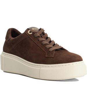 Dune Evienne Leather Lace-Up Chunky Trainers - Brown