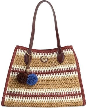 Dune Devotedly Raffia Double Grab Handle Tote Bag - Brown