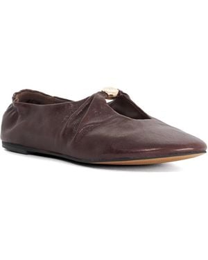 Dune Havella Ruched Leather Ballet Flats - Brown