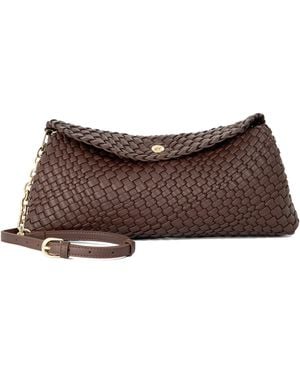 Dune Encourage Woven Clutch With Cross Body Strap - Brown
