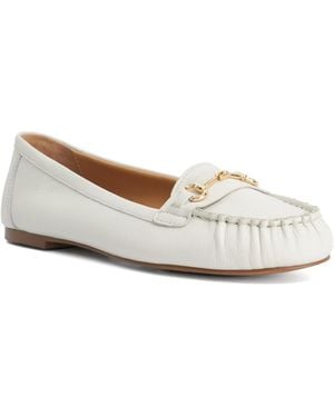 Dune Guno Leather Ruched Toe Loafers - White