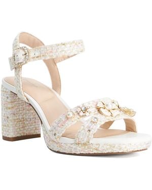 Dune Manifests Floral Embellished Boucle Platform Sandals - Metallic