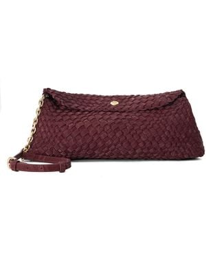 Dune Encourage Woven Clutch With Cross Body Strap - Purple