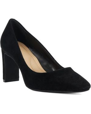 Dune Wf Arriving Wide Fit High Block Heel Court Shoes - Black