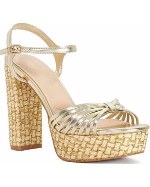 Dune Minogue Raffia Platform Heels - Metallic