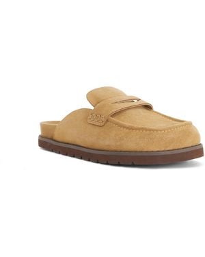 Dune Goldens Suede Backless Loafers - Natural