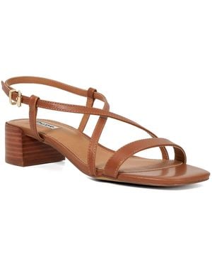 Dune Jaskell Low Block Heel Sandals - Brown