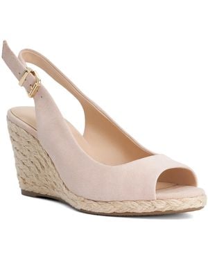 Dune Mediating Suede Open Toe Wedge Heel Sandals - Natural
