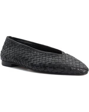 Dune Henlee Woven Pointed Ballet Flats - Black