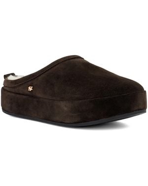 Dune Warming Faux Shearling Flatform Slippers - Brown