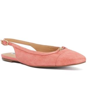 Dune Hanna Suede Sling Back Logo Flats - Pink